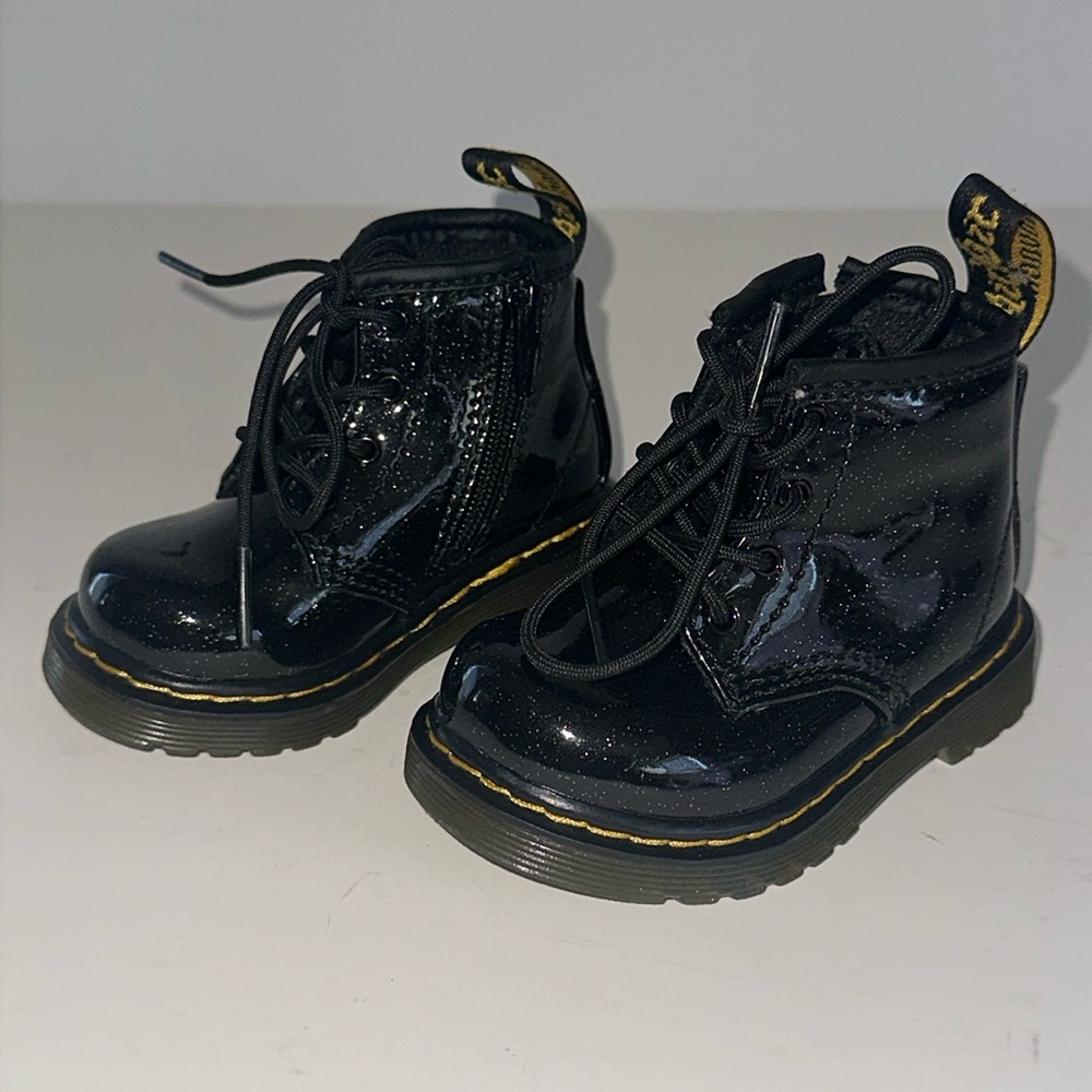 Dr Martens 1460 Glitter Black Boot Zipper 4US Infant